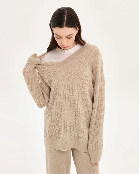 WJ26150-1 Пуловер, Бежевый