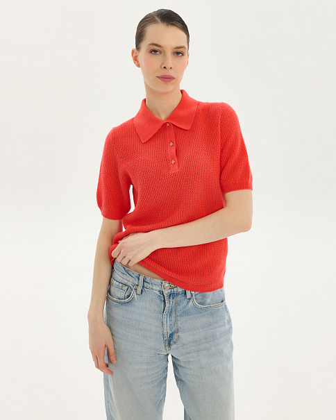 SJ26102-1 Футболка-поло, Коралловый