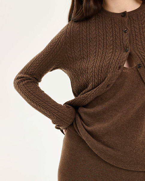 WC26153-2 Кардиган, Коричневый