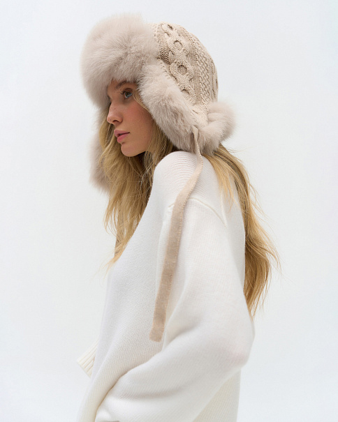 WHB23051 Шапка-Ушанка, Бежевый