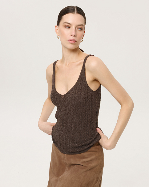 WT26153 Топ, Коричневый