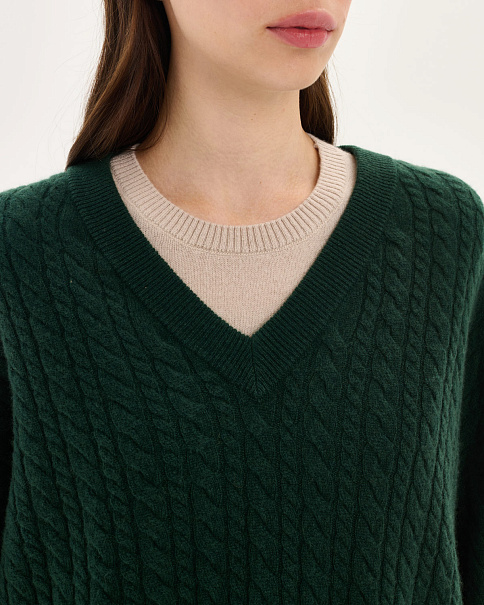 WJ26150-1 Пуловер, Тм.Зеленый
