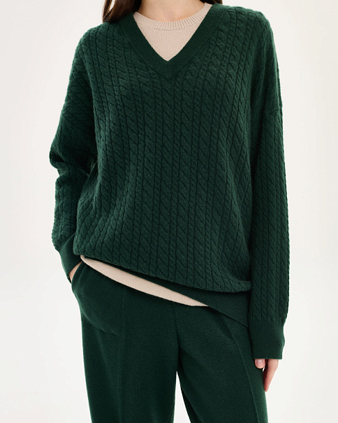 WJ26150-1 Пуловер, Тм.Зеленый